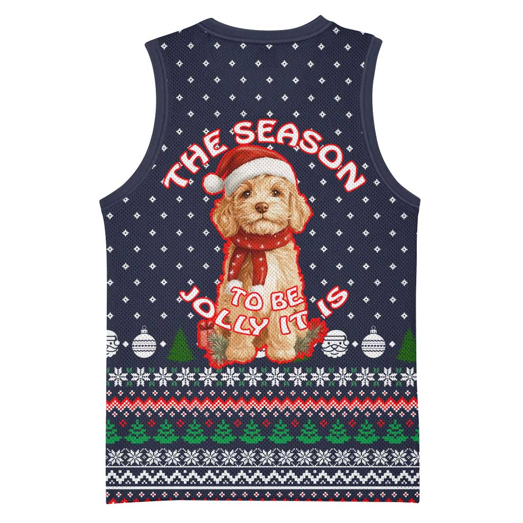 The Season To Be Jolly Goldendoodle Christmas Basketball Jersey Xmas Holiday Patterns - Wonder Print Shop