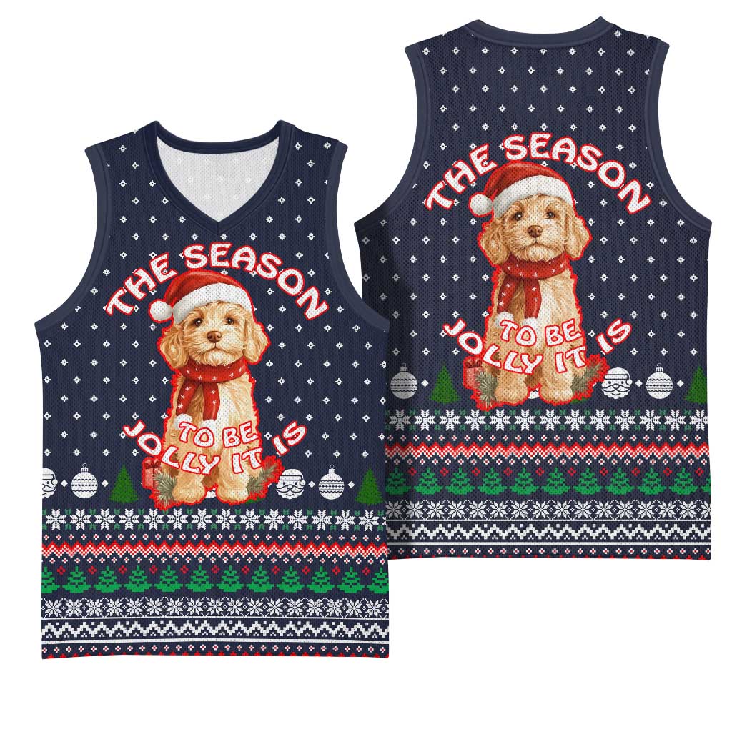 The Season To Be Jolly Goldendoodle Christmas Basketball Jersey Xmas Holiday Patterns - Wonder Print Shop