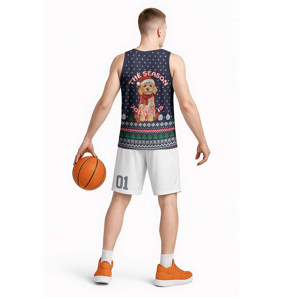 The Season To Be Jolly Goldendoodle Christmas Basketball Jersey Xmas Holiday Patterns - Wonder Print Shop