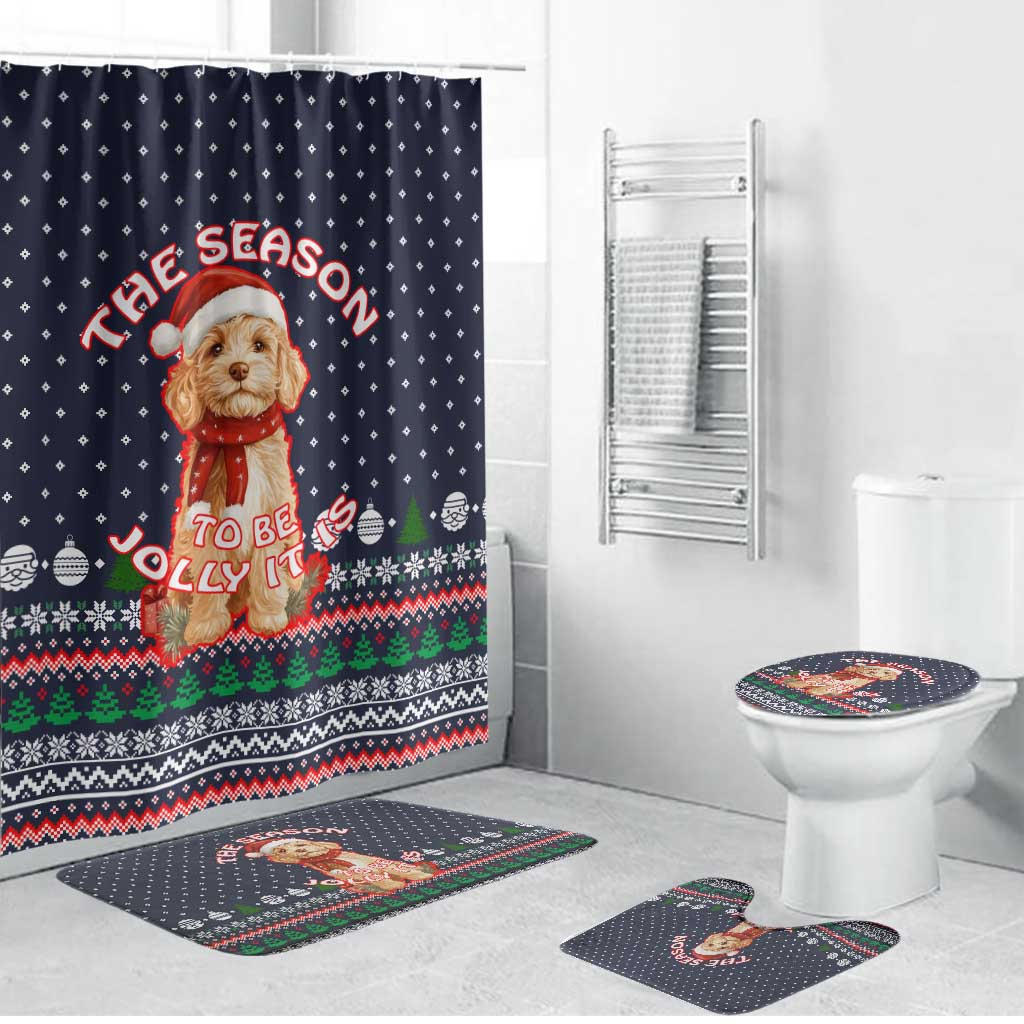 The Season To Be Jolly Goldendoodle Christmas Bathroom Set Xmas Holiday Patterns - Wonder Print Shop