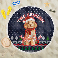 The Season To Be Jolly Goldendoodle Christmas Beach Blanket Xmas Holiday Patterns - Wonder Print Shop