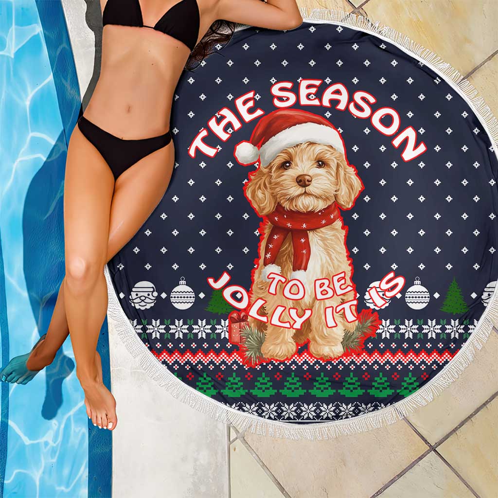 The Season To Be Jolly Goldendoodle Christmas Beach Blanket Xmas Holiday Patterns - Wonder Print Shop
