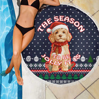 The Season To Be Jolly Goldendoodle Christmas Beach Blanket Xmas Holiday Patterns - Wonder Print Shop