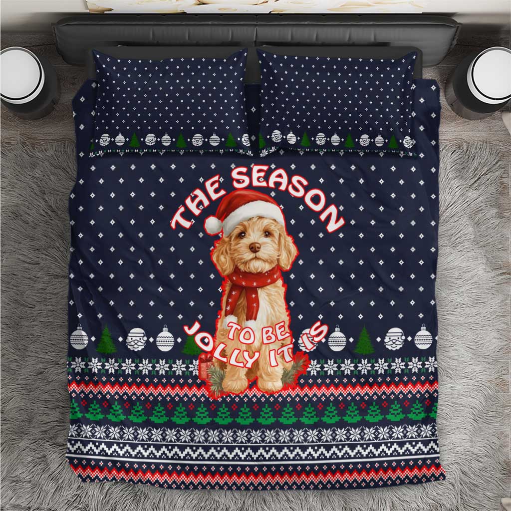 The Season To Be Jolly Goldendoodle Christmas Bedding Set Xmas Holiday Patterns - Wonder Print Shop