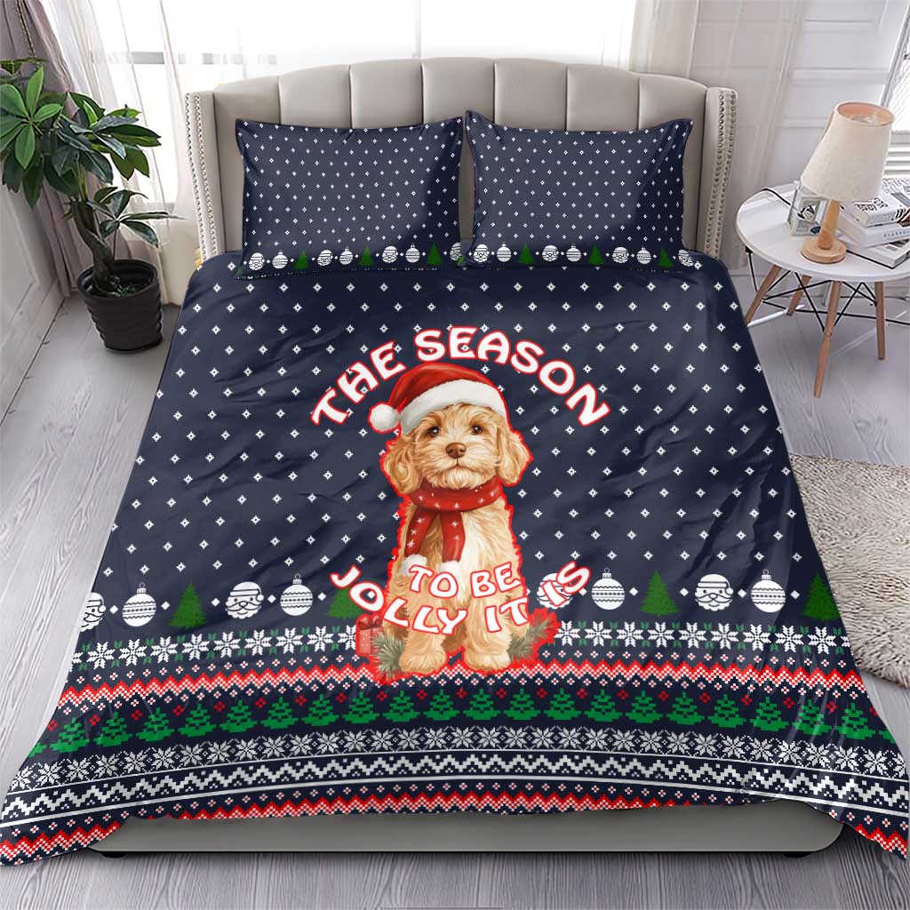 The Season To Be Jolly Goldendoodle Christmas Bedding Set Xmas Holiday Patterns - Wonder Print Shop