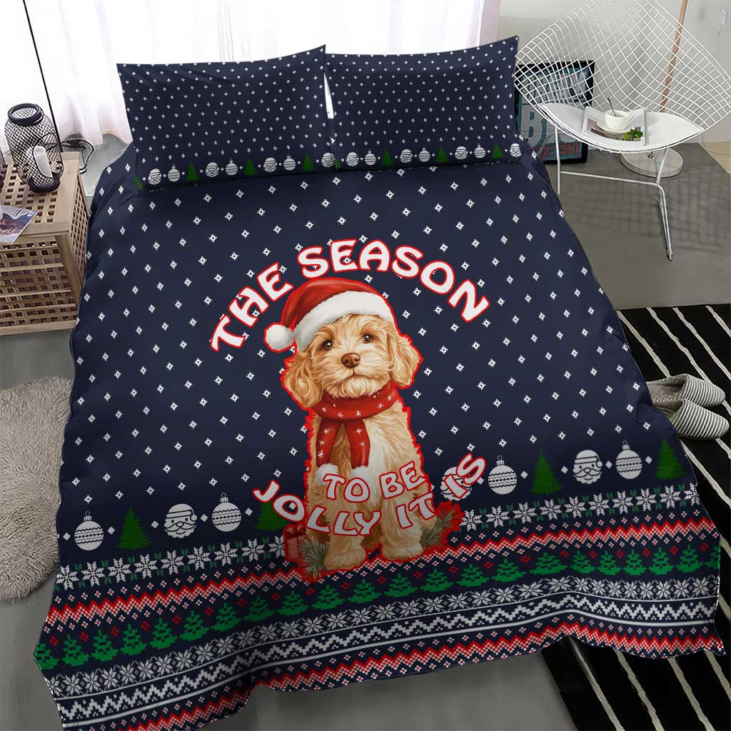 The Season To Be Jolly Goldendoodle Christmas Bedding Set Xmas Holiday Patterns - Wonder Print Shop