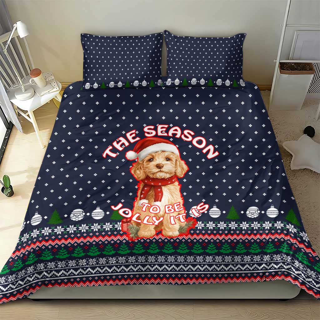 The Season To Be Jolly Goldendoodle Christmas Bedding Set Xmas Holiday Patterns - Wonder Print Shop