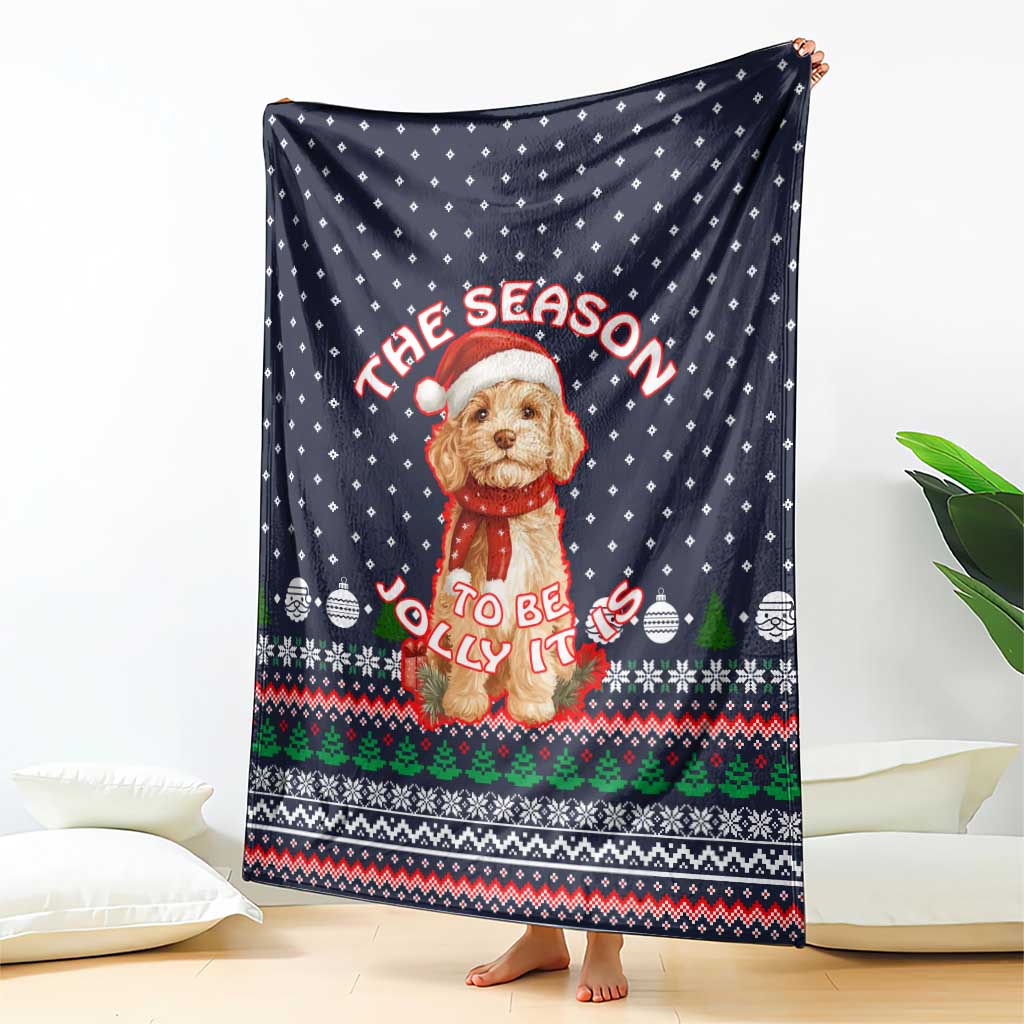 The Season To Be Jolly Goldendoodle Christmas Blanket Xmas Holiday Patterns - Wonder Print Shop