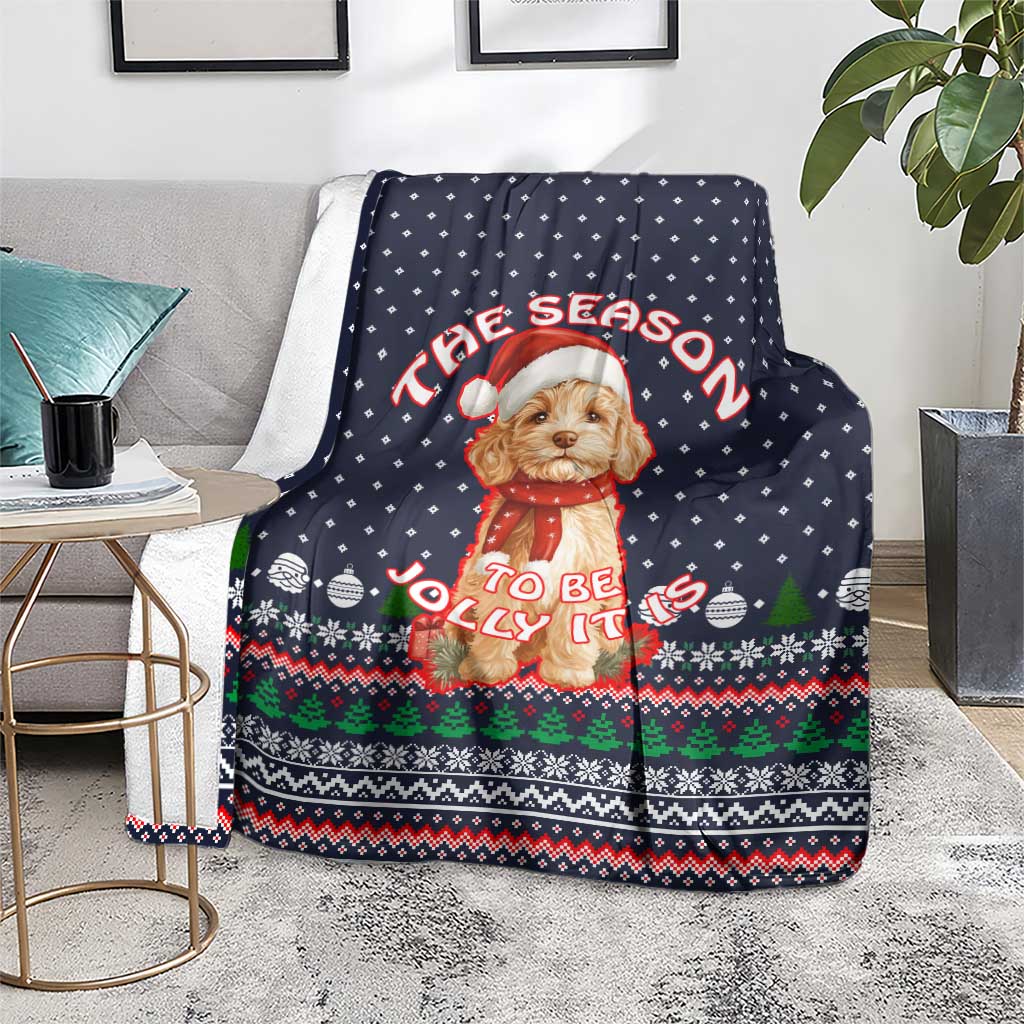 The Season To Be Jolly Goldendoodle Christmas Blanket Xmas Holiday Patterns - Wonder Print Shop