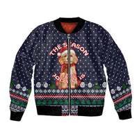 The Season To Be Jolly Goldendoodle Christmas Bomber Jacket Xmas Holiday Patterns - Wonder Print Shop