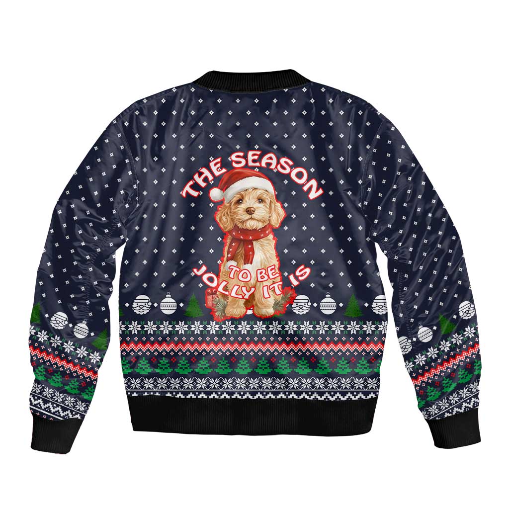 The Season To Be Jolly Goldendoodle Christmas Bomber Jacket Xmas Holiday Patterns - Wonder Print Shop