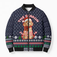 The Season To Be Jolly Goldendoodle Christmas Bomber Puffer Jacket Xmas Holiday Patterns - Wonder Print Shop