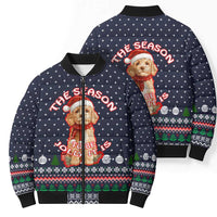 The Season To Be Jolly Goldendoodle Christmas Bomber Puffer Jacket Xmas Holiday Patterns - Wonder Print Shop