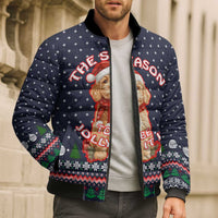 The Season To Be Jolly Goldendoodle Christmas Bomber Puffer Jacket Xmas Holiday Patterns - Wonder Print Shop