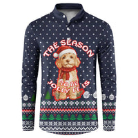 The Season To Be Jolly Goldendoodle Christmas Button Sweatshirt Xmas Holiday Patterns - Wonder Print Shop