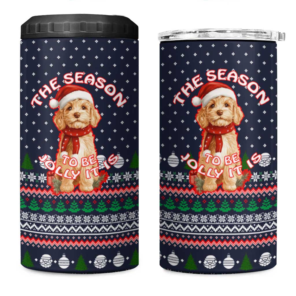 The Season To Be Jolly Goldendoodle Christmas 4 in 1 Can Cooler Tumbler Xmas Holiday Patterns - Wonder Print Shop