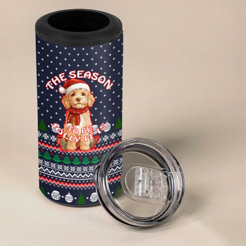 The Season To Be Jolly Goldendoodle Christmas 4 in 1 Can Cooler Tumbler Xmas Holiday Patterns - Wonder Print Shop