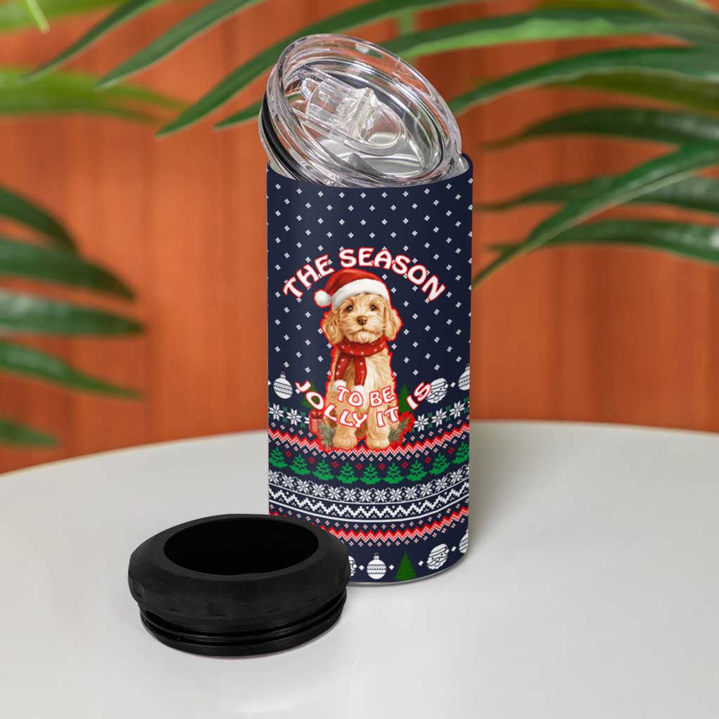The Season To Be Jolly Goldendoodle Christmas 4 in 1 Can Cooler Tumbler Xmas Holiday Patterns - Wonder Print Shop