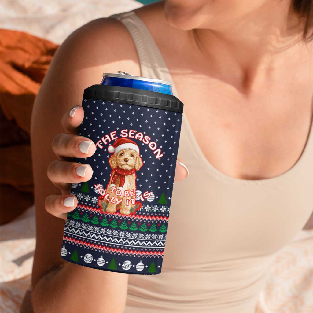 The Season To Be Jolly Goldendoodle Christmas 4 in 1 Can Cooler Tumbler Xmas Holiday Patterns - Wonder Print Shop
