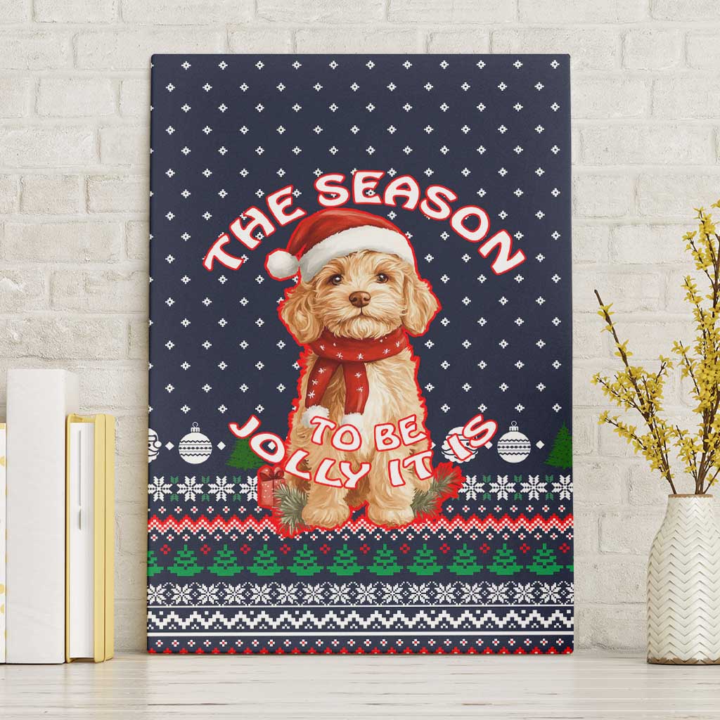 The Season To Be Jolly Goldendoodle Christmas Canvas Wall Art Xmas Holiday Patterns - Wonder Print Shop