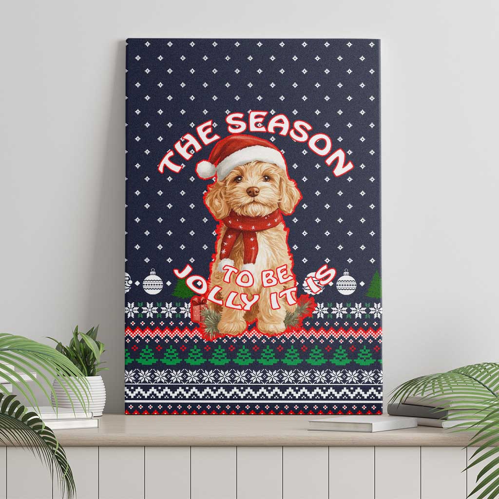 The Season To Be Jolly Goldendoodle Christmas Canvas Wall Art Xmas Holiday Patterns - Wonder Print Shop