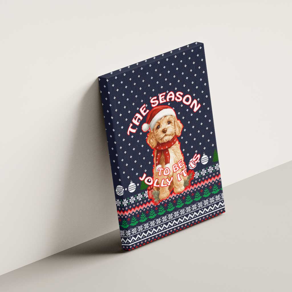 The Season To Be Jolly Goldendoodle Christmas Canvas Wall Art Xmas Holiday Patterns - Wonder Print Shop