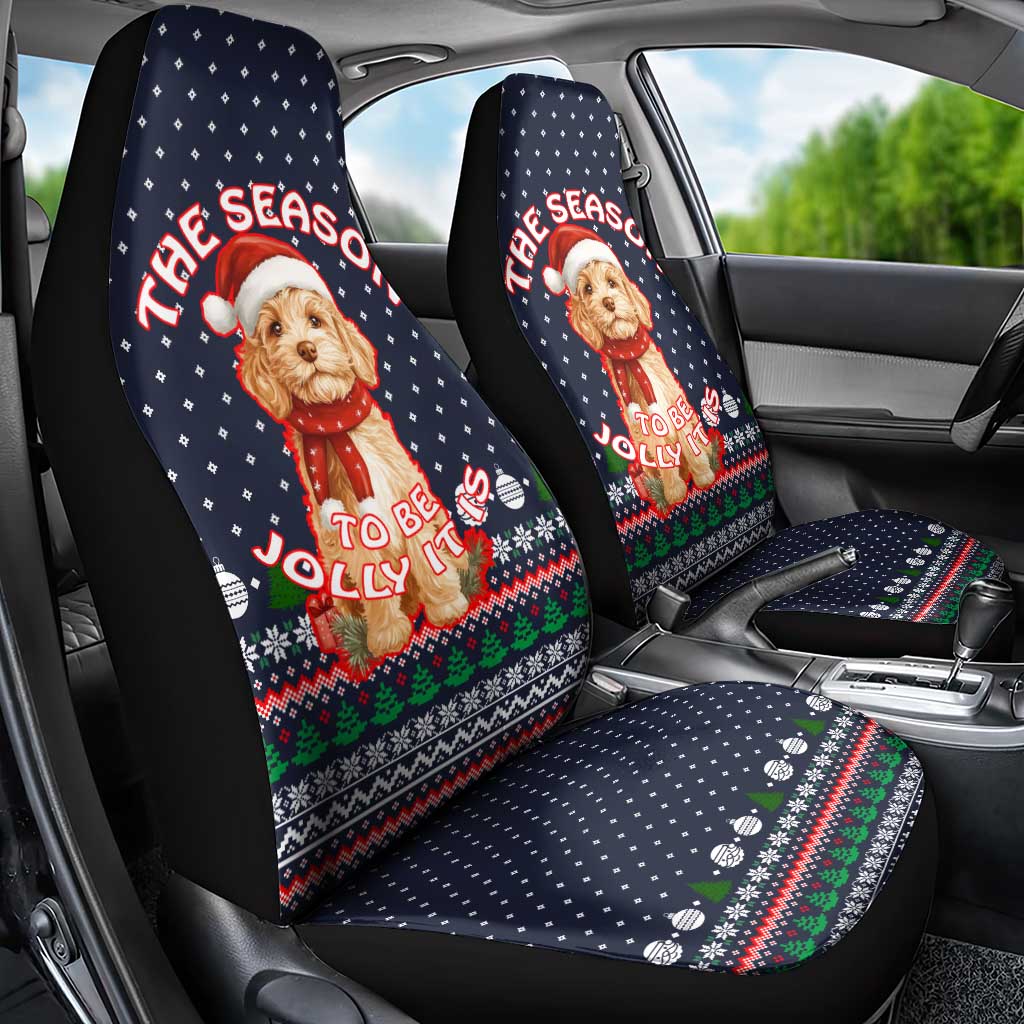 The Season To Be Jolly Goldendoodle Christmas Car Seat Cover Xmas Holiday Patterns - Wonder Print Shop