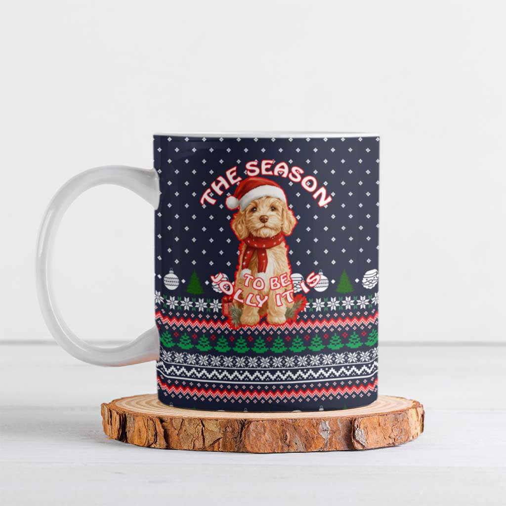The Season To Be Jolly Goldendoodle Christmas Ceramic Mug Xmas Holiday Patterns - Wonder Print Shop