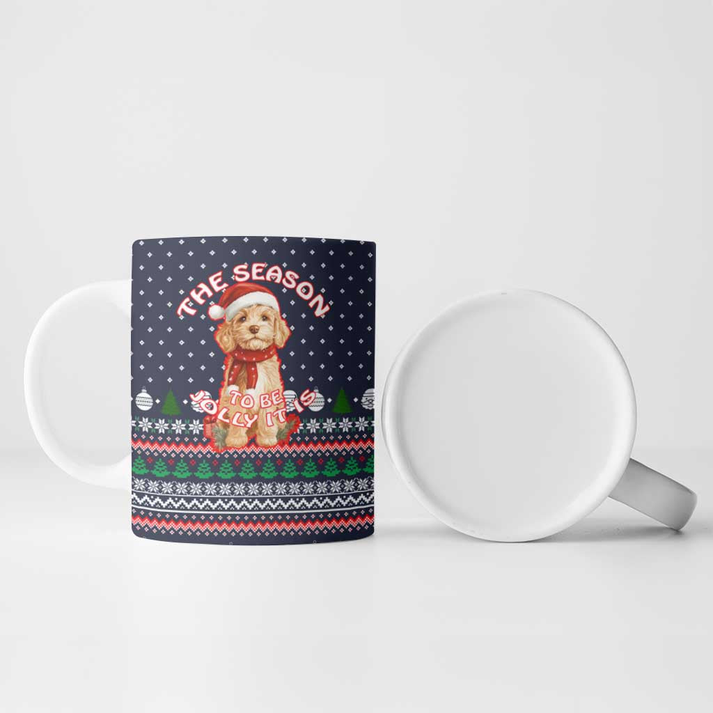 The Season To Be Jolly Goldendoodle Christmas Ceramic Mug Xmas Holiday Patterns - Wonder Print Shop