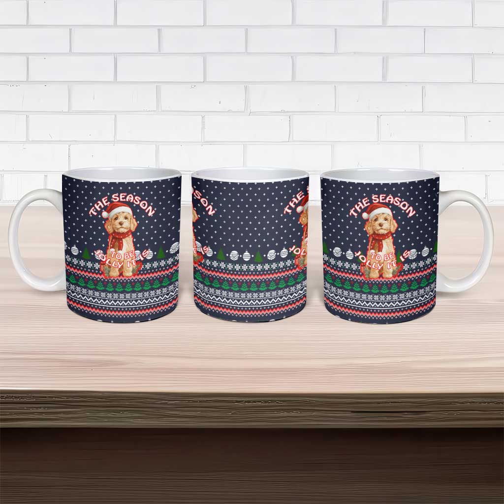 The Season To Be Jolly Goldendoodle Christmas Ceramic Mug Xmas Holiday Patterns - Wonder Print Shop