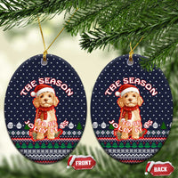 The Season To Be Jolly Goldendoodle Christmas Ceramic Ornament Xmas Holiday Patterns - Wonder Print Shop