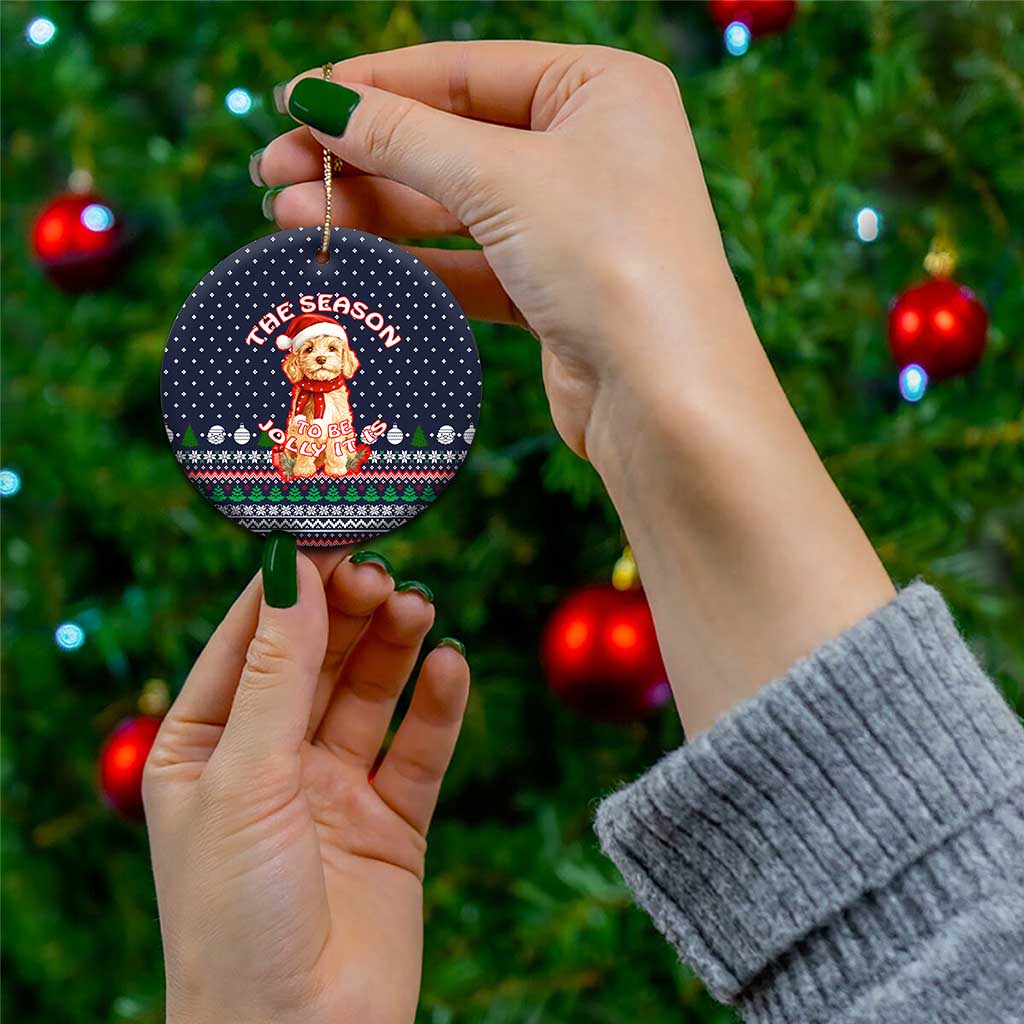 The Season To Be Jolly Goldendoodle Christmas Ceramic Ornament Xmas Holiday Patterns - Wonder Print Shop