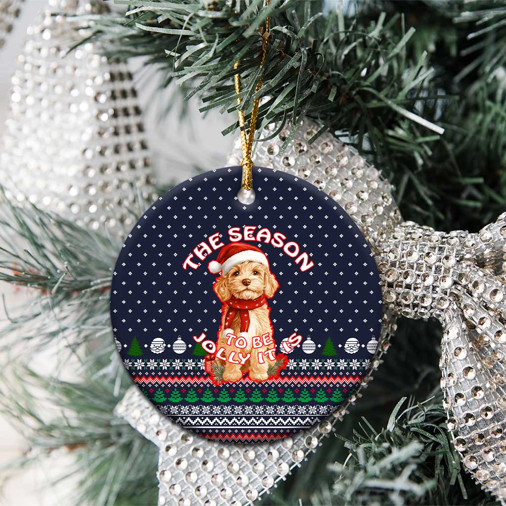 The Season To Be Jolly Goldendoodle Christmas Ceramic Ornament Xmas Holiday Patterns - Wonder Print Shop