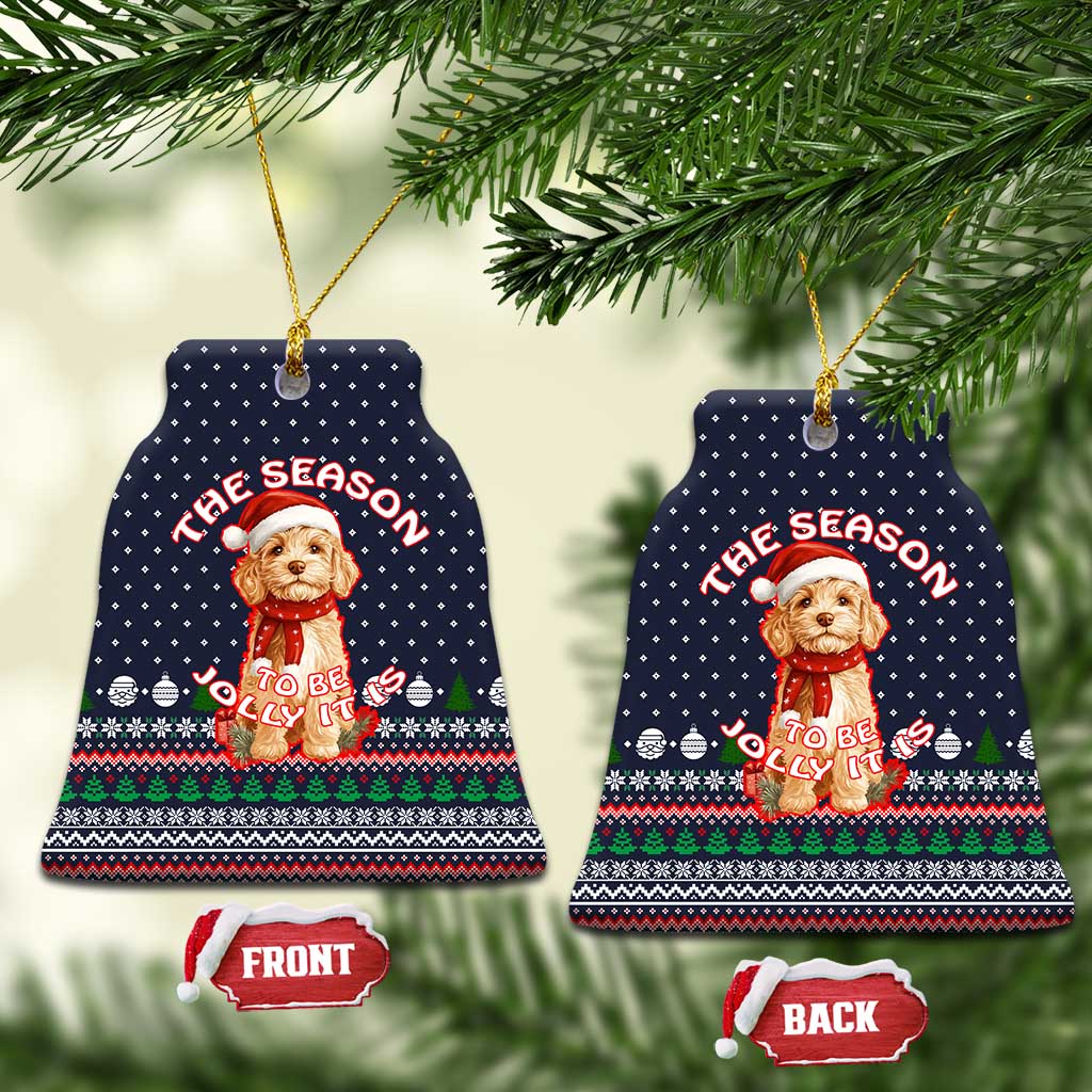 The Season To Be Jolly Goldendoodle Christmas Ceramic Ornament Xmas Holiday Patterns - Wonder Print Shop