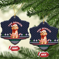 The Season To Be Jolly Goldendoodle Christmas Ceramic Ornament Xmas Holiday Patterns - Wonder Print Shop
