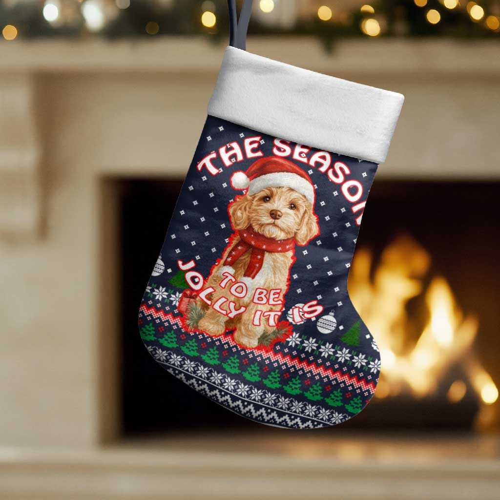 The Season To Be Jolly Goldendoodle Christmas Stocking Xmas Holiday Patterns - Wonder Print Shop