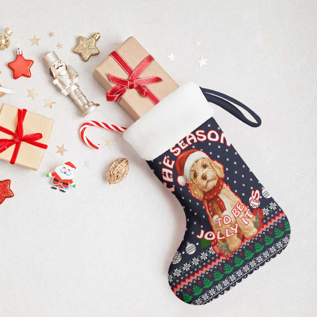 The Season To Be Jolly Goldendoodle Christmas Stocking Xmas Holiday Patterns - Wonder Print Shop