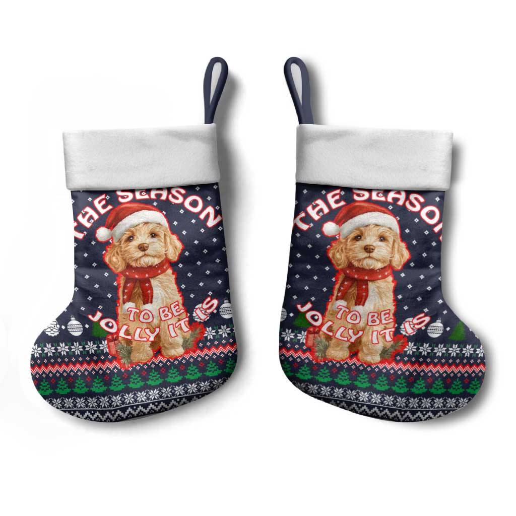 The Season To Be Jolly Goldendoodle Christmas Stocking Xmas Holiday Patterns - Wonder Print Shop