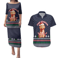 The Season To Be Jolly Goldendoodle Christmas Couples Matching Puletasi and Hawaiian Shirt Xmas Holiday Patterns - Wonder Print Shop
