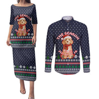 The Season To Be Jolly Goldendoodle Christmas Couples Matching Puletasi and Long Sleeve Button Shirt Xmas Holiday Patterns - Wonder Print Shop