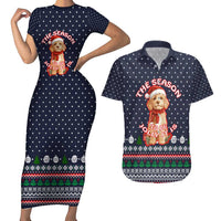 The Season To Be Jolly Goldendoodle Christmas Couples Matching Short Sleeve Bodycon Dress and Hawaiian Shirt Xmas Holiday Patterns - Wonder Print Shop