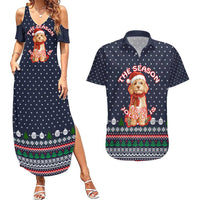 The Season To Be Jolly Goldendoodle Christmas Couples Matching Summer Maxi Dress and Hawaiian Shirt Xmas Holiday Patterns - Wonder Print Shop