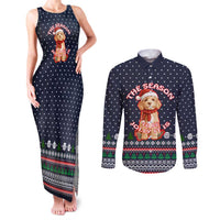 The Season To Be Jolly Goldendoodle Christmas Couples Matching Tank Maxi Dress and Long Sleeve Button Shirt Xmas Holiday Patterns - Wonder Print Shop