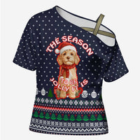 The Season To Be Jolly Goldendoodle Christmas Cross Shoulder Shirt Xmas Holiday Patterns - Wonder Print Shop