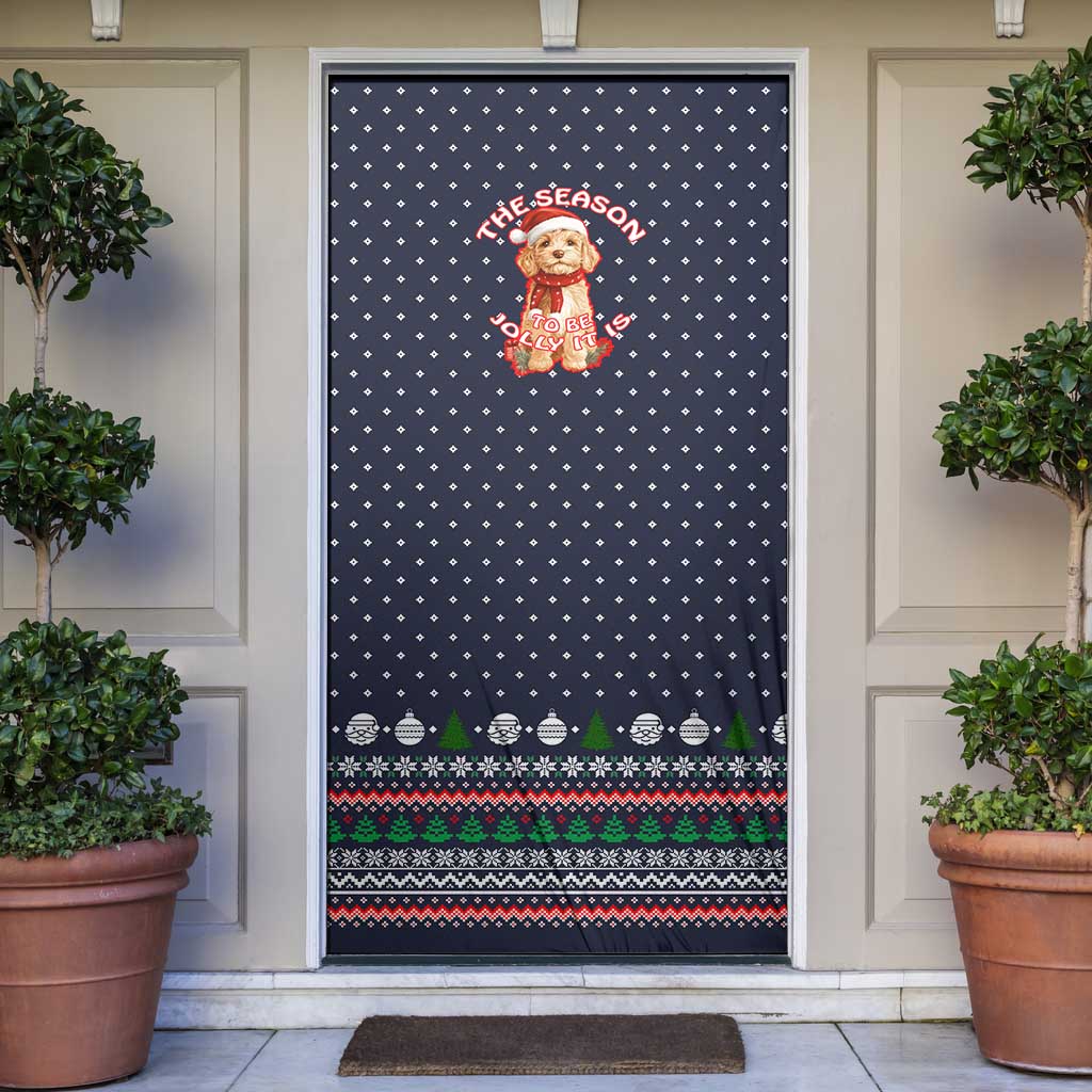 The Season To Be Jolly Goldendoodle Christmas Door Cover Xmas Holiday Patterns - Wonder Print Shop