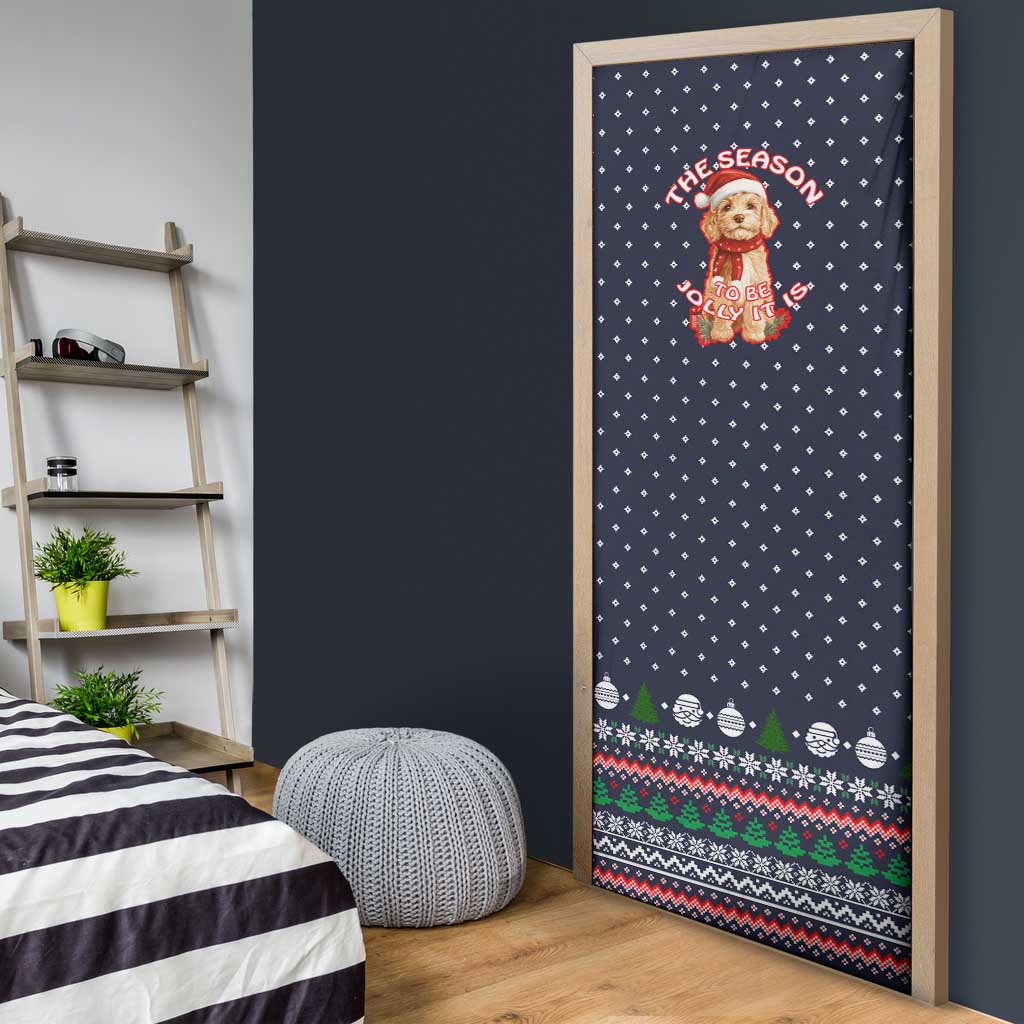 The Season To Be Jolly Goldendoodle Christmas Door Cover Xmas Holiday Patterns - Wonder Print Shop