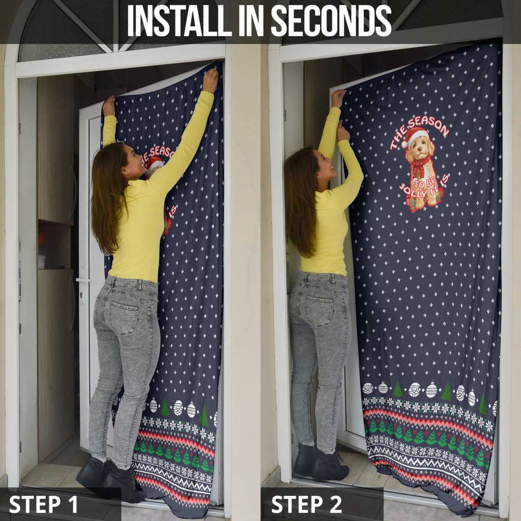 The Season To Be Jolly Goldendoodle Christmas Door Cover Xmas Holiday Patterns - Wonder Print Shop