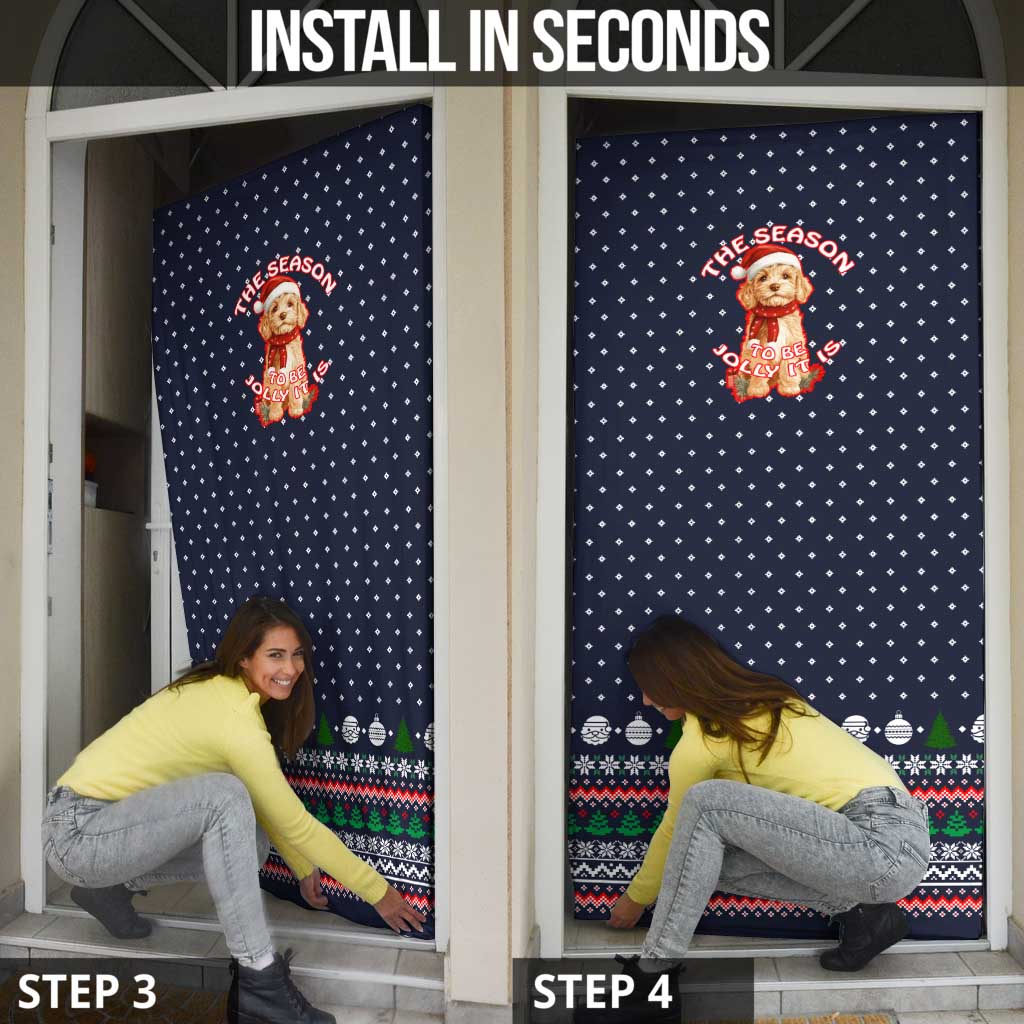 The Season To Be Jolly Goldendoodle Christmas Door Cover Xmas Holiday Patterns - Wonder Print Shop