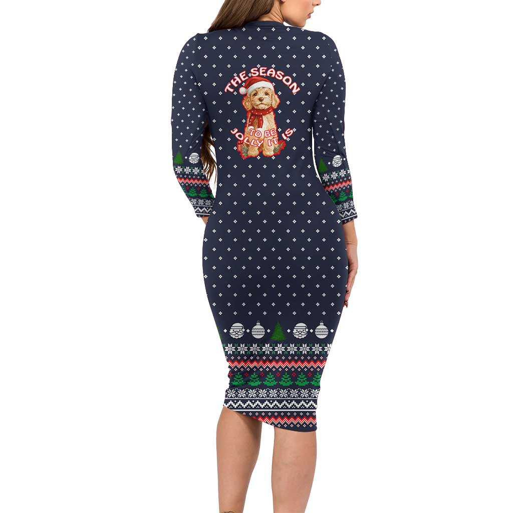 The Season To Be Jolly Goldendoodle Christmas Family Matching Long Sleeve Bodycon Dress and Hawaiian Shirt Xmas Holiday Patterns - Wonder Print Shop