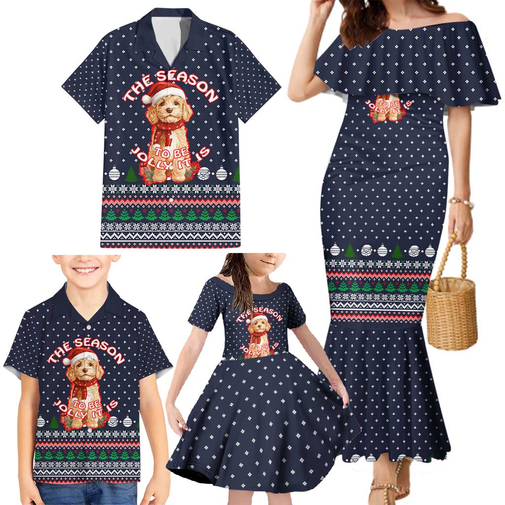 The Season To Be Jolly Goldendoodle Christmas Family Matching Mermaid Dress and Hawaiian Shirt Xmas Holiday Patterns - Wonder Print Shop